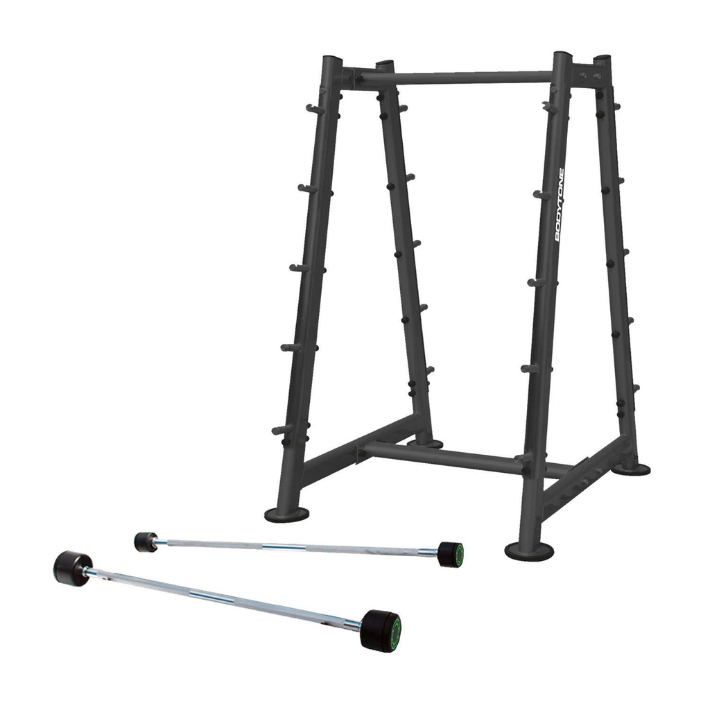 Soporte para 10 barras fijas (incluidas)/ Bars rack for 10 barbells (Barras bajo peso incluidas)BT-84 **DESCONTINUADO**