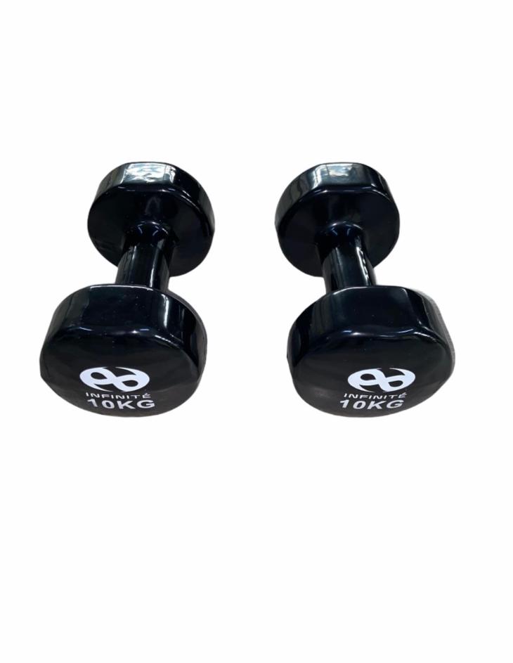 Infinité Par de Mancuernas de Vinil color Negro 10 Kg IF-V10 (IF-PD143-10)