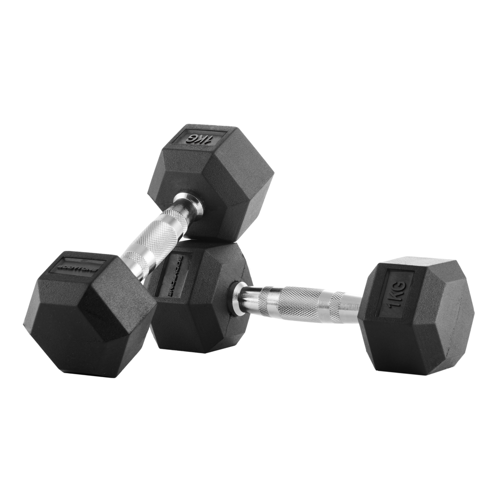 Mancuernas de goma Hexagonales 1kg (par) BT-H1