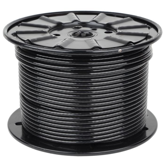 Carrete de cable de 100 mts, 1/4" de diámetro con revestimiento de nailon negro