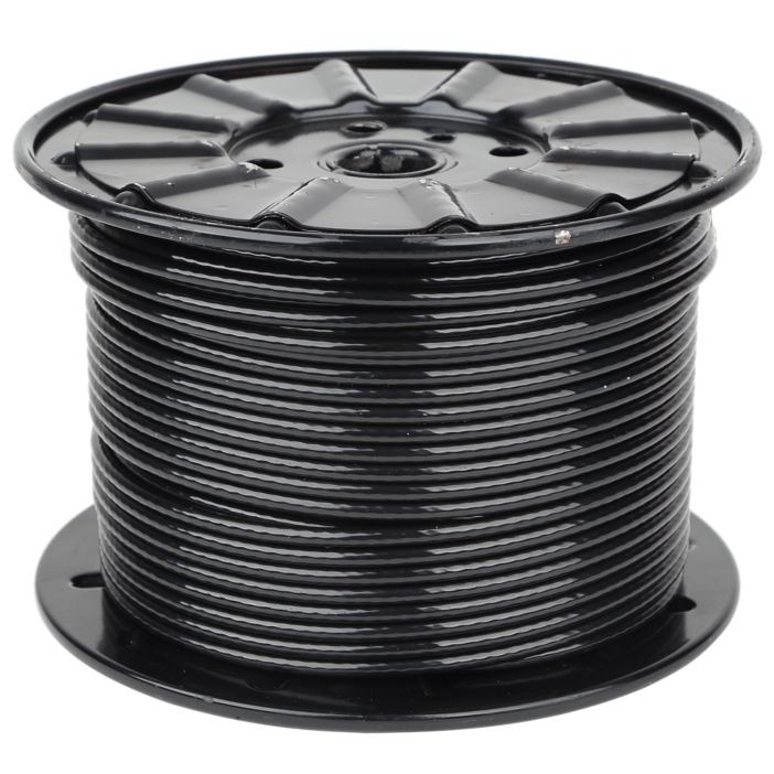 Carrete de cable de 100 mts, 1/4&quot; de diámetro con revestimiento de nailon negro