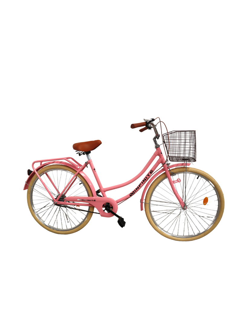 Infinite Bicicleta Urbana R26 Vintage Turismo Rosa con Canasta IF-A1
