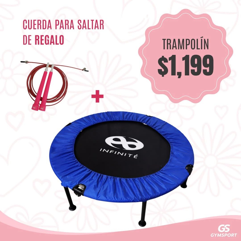 Infinité Mini Trampolín Profesional Fitness (IF-LEMT) + Infinité Cuerda para saltar Color Rosa (IF-CS3-RS) / IF-PAQT