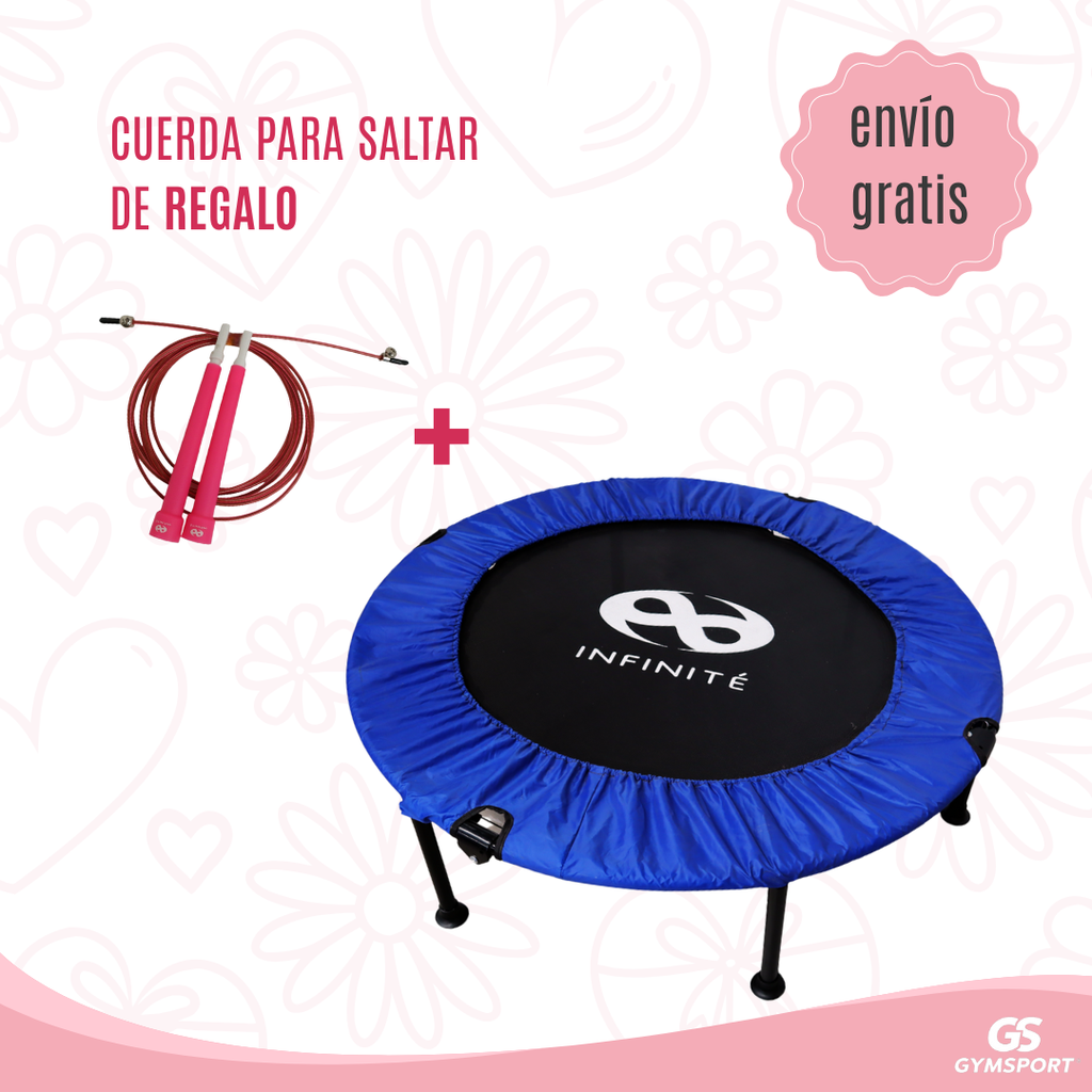 Infinité Mini Trampolín Profesional Fitness (IF-LEMT) + Infinité Cuerda para saltar Color Rosa (IF-CS3-RS) / IF-PAQT