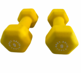 Body Solid Mancuerna Neopreno 9 Lb (4 Kg) Amarillo (1 Par) (2 Piezas)BSTND9