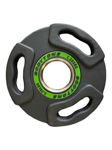 [BT-50/1V] Disco Olimpico Profesional de 50 mm Color Negro con Verde 1.25 Kg (BT-50/1V)