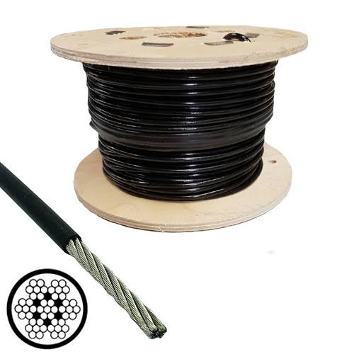 [CABLE 3/16] METRO DE CABLE DE ACERO REVESTIMIENTO DE NYLON MEDIDA 3/16